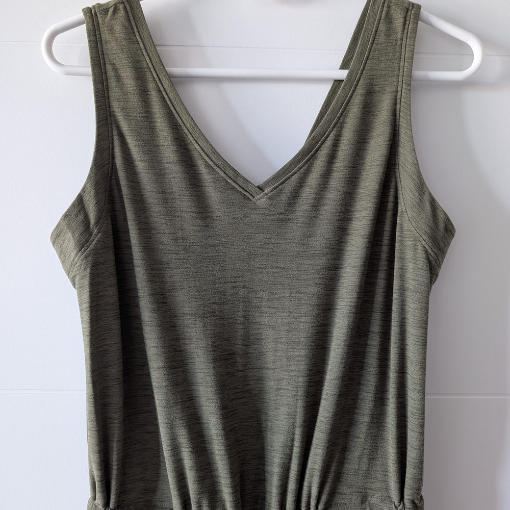 Olive Green Sleeveless Jumpsuit - Picture 2 of 6